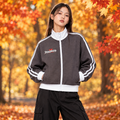 Contrast Side Stripe Fleece Cropped Track Jacket