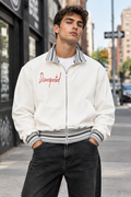 Striped Rib Collar Zip Jacket