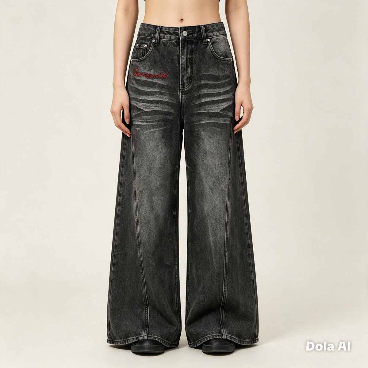 Women’s Vintage Wash Wide Leg Denim Jeans