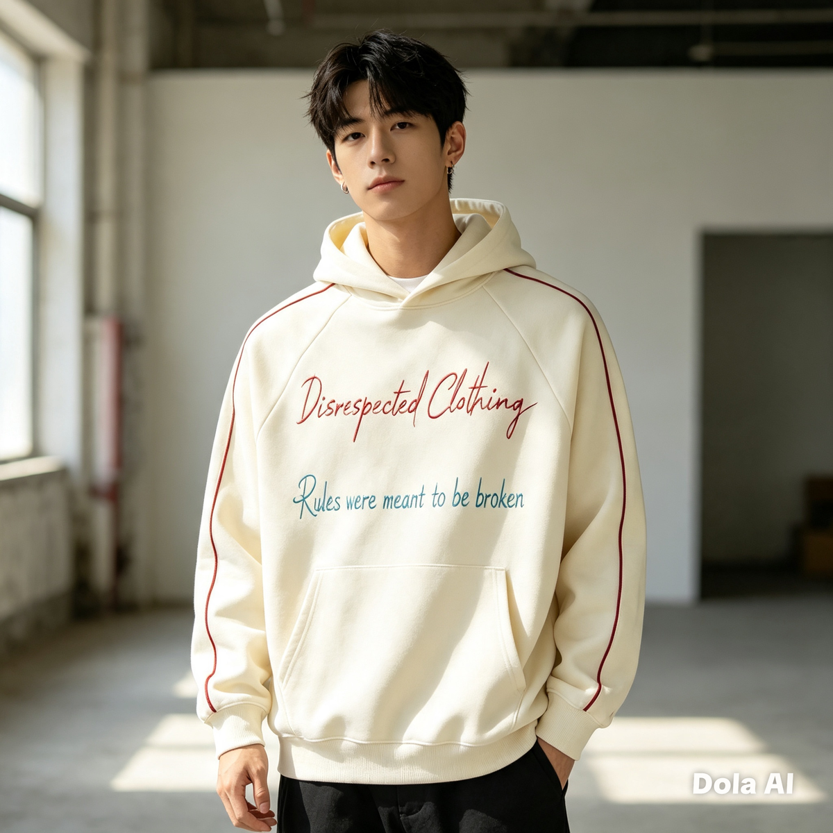 Contrast Piping Raglan Hoodie