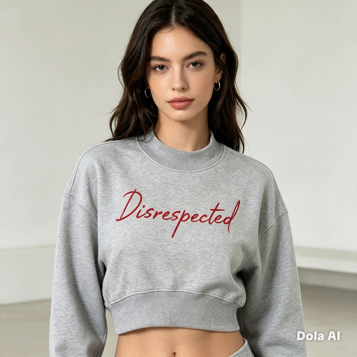 Disrespected Cropped Mock Neck Sweatshirt