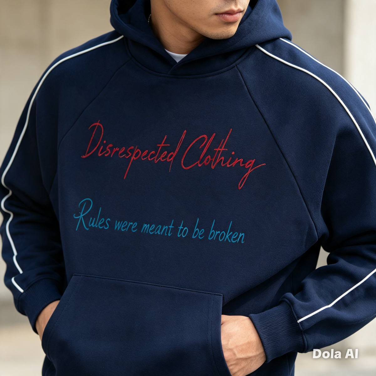 Contrast Piping Raglan Hoodie