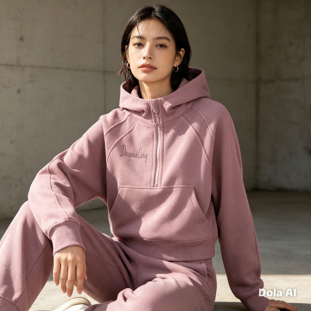 Cropped Half-Zip Hoodie
