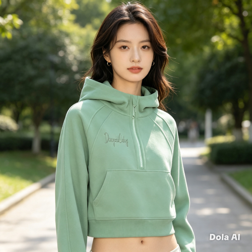 Cropped Half-Zip Hoodie