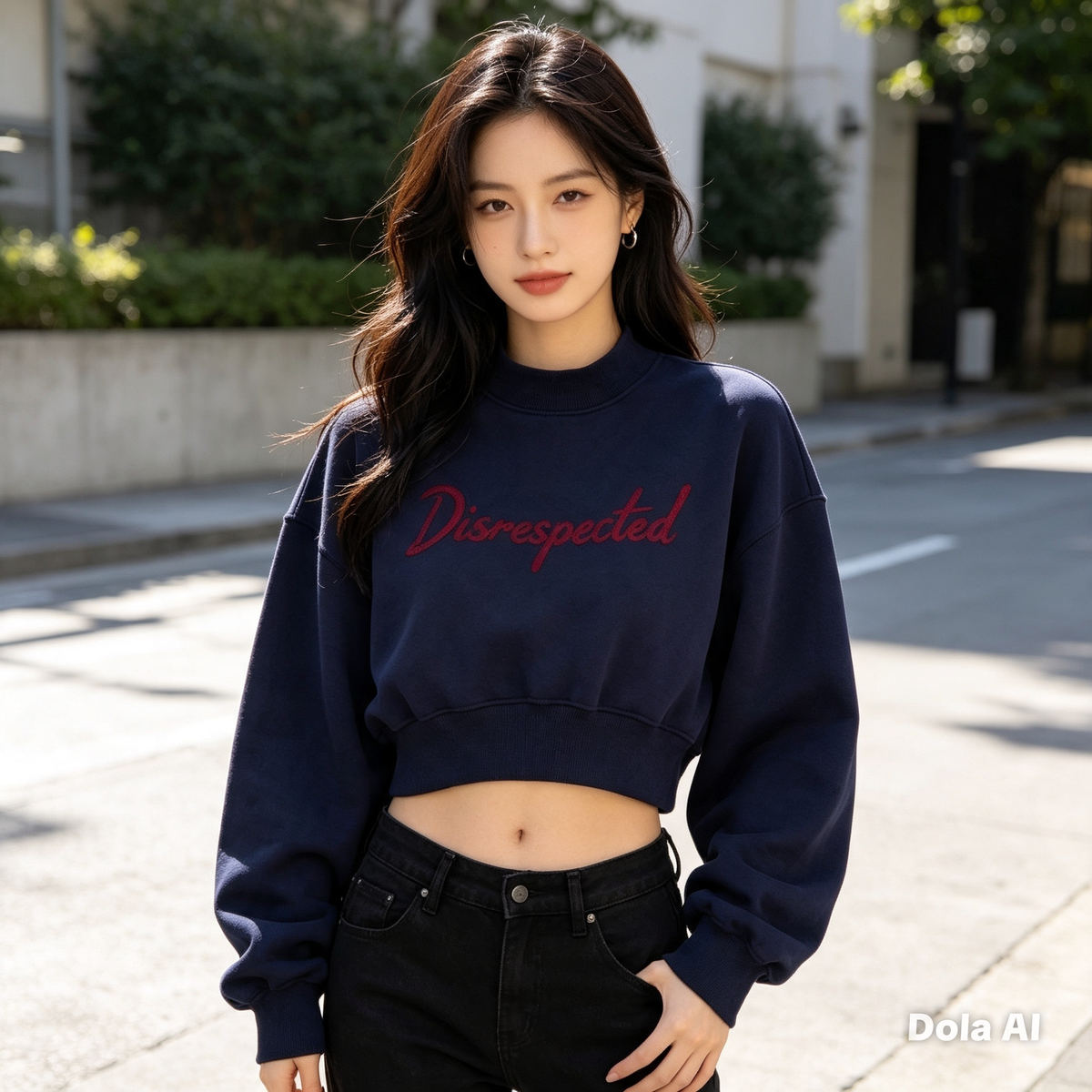 Disrespected Cropped Mock Neck Sweatshirt