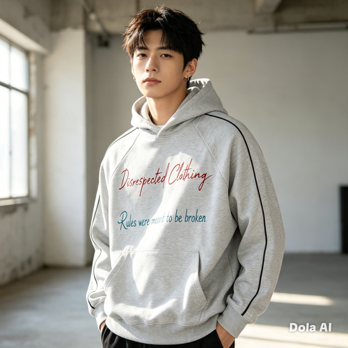 Contrast Piping Raglan Hoodie